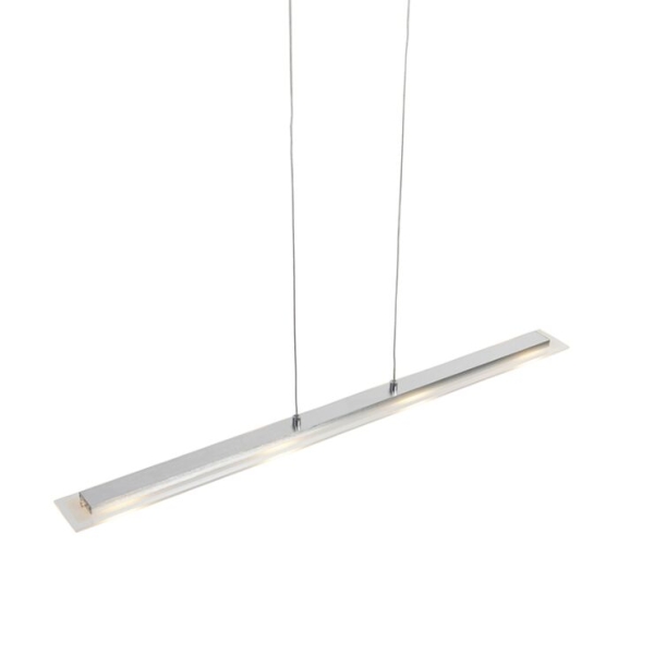 Hanglamp staal met glasplaat incl. Led met touchdimmer - platina