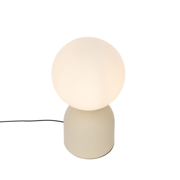 Hotel chique tafellamp beige met opaal glas - pallon trend