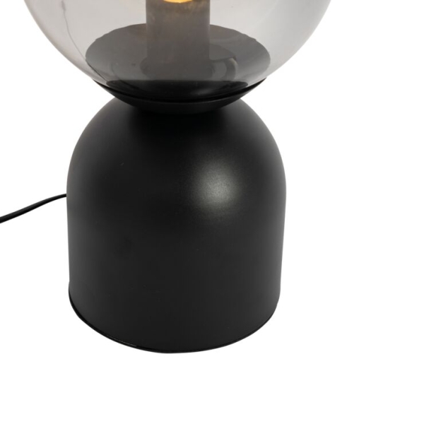 Hotel chique tafellamp zwart met smoke glas - pallon trend