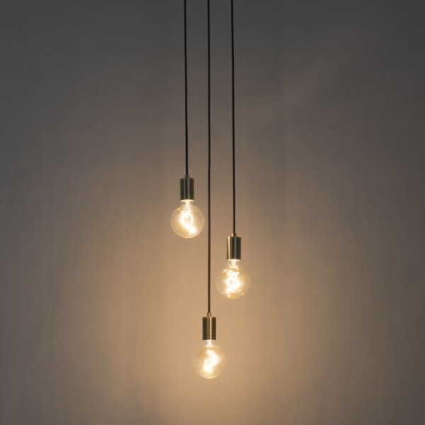 Industriële hanglamp brons 3-lichts - facil