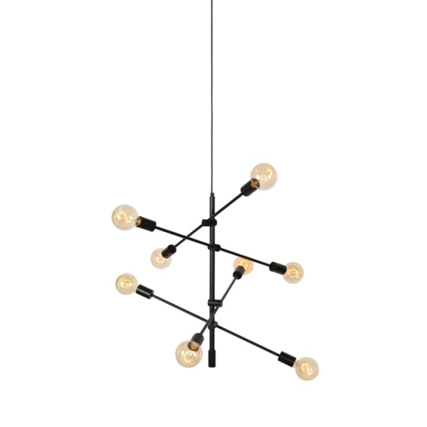 Industriële hanglamp zwart 8-lichts - sydney
