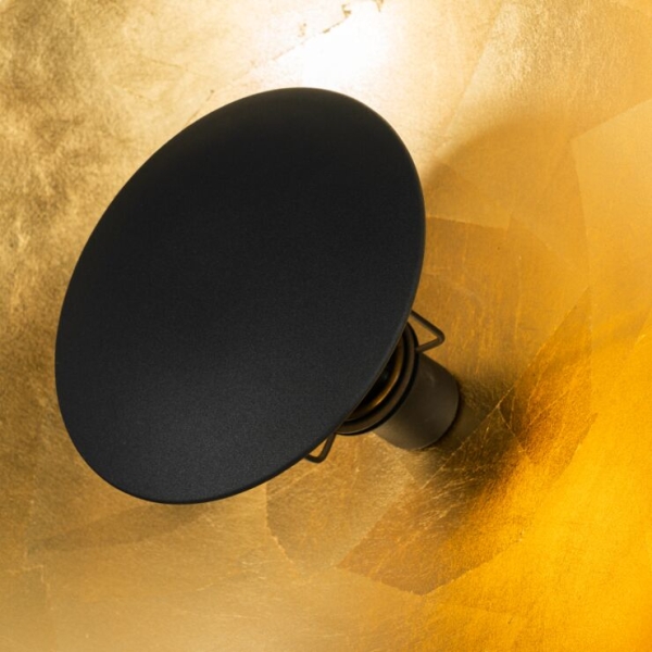 Industriële vloerlamp zwart met gouden binnenkant 60 cm - magnax