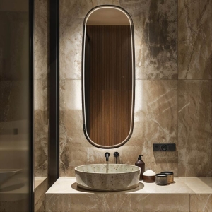 Moderne badkamerspiegel zwart incl. LED en touch dimmer - Geraldien
