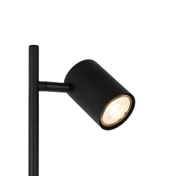 Moderne vloerlamp zwart met hout 3-lichts - jeana