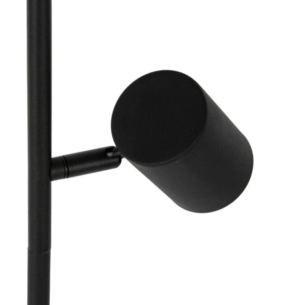 Moderne vloerlamp zwart met hout 3-lichts - jeana