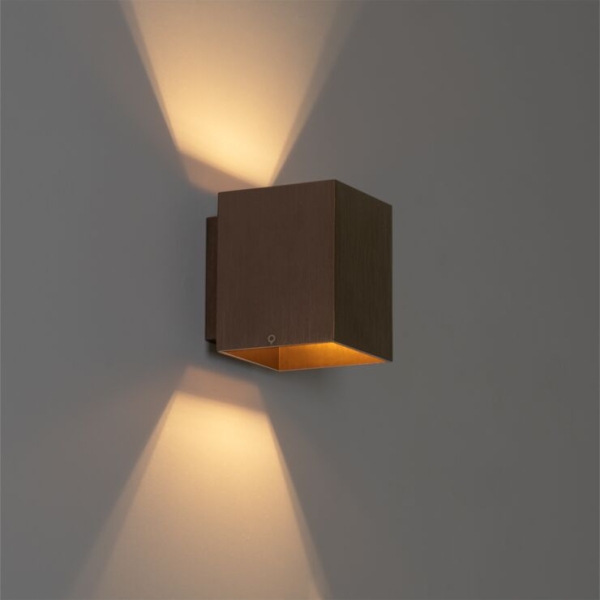 Moderne wandlamp donkerbrons vierkant - sola