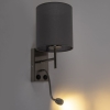 Moderne wandlamp staal met katoenen grijze kap stacca 14