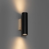 Moderne wandlamp zwart met hout 2-lichts - jeana