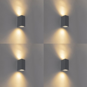 Set van 4 wandlampen donkergrijs 2-lichts IP44 - Baleno