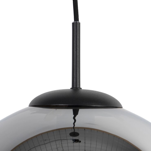 Smart hanglamp zwart met smoke glas 30 cm incl. Wifi st64 - pallon