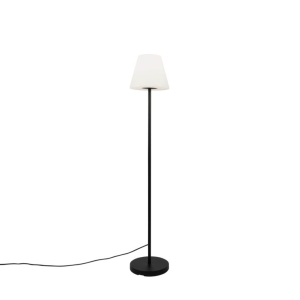 Smart moderne buiten vloerlamp zwart kap wit incl. Wifi A60 - Virginia