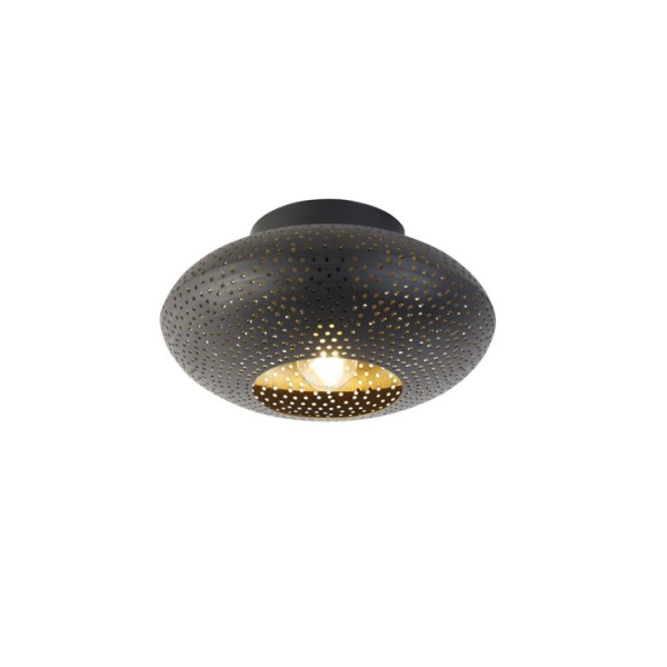 Smart plafondlamp zwart met goud 25 cm incl. Wifi p45 - radiance