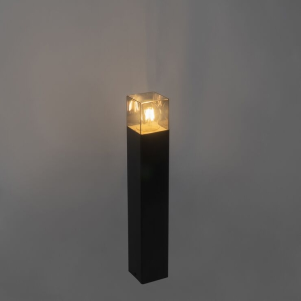 Staande buitenlamp zwart 50 cm ip44 met smoke glass - denmark