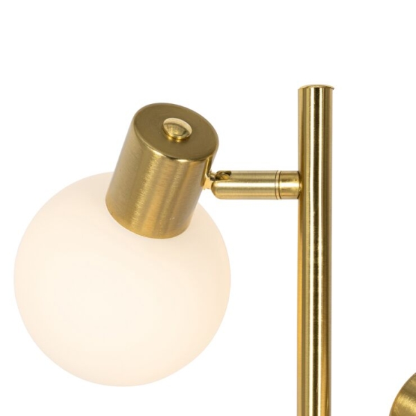 Vloerlamp goud met opaal glas 3-lichts verstelbaar - anouk