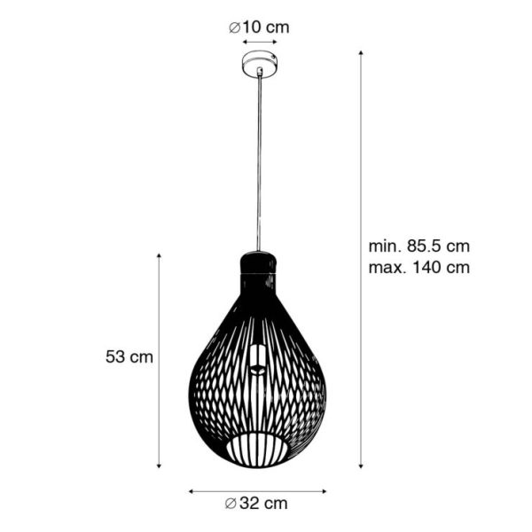 Moderne hanglamp zwart - larry