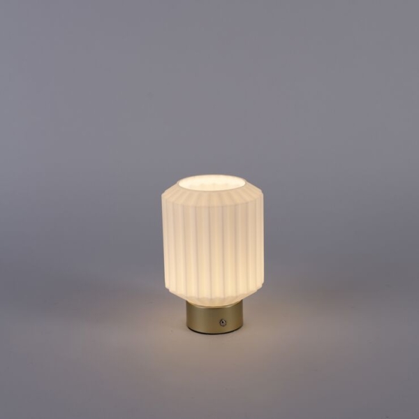 Moderne tafellamp messing met opaal glas oplaadbaar - millie