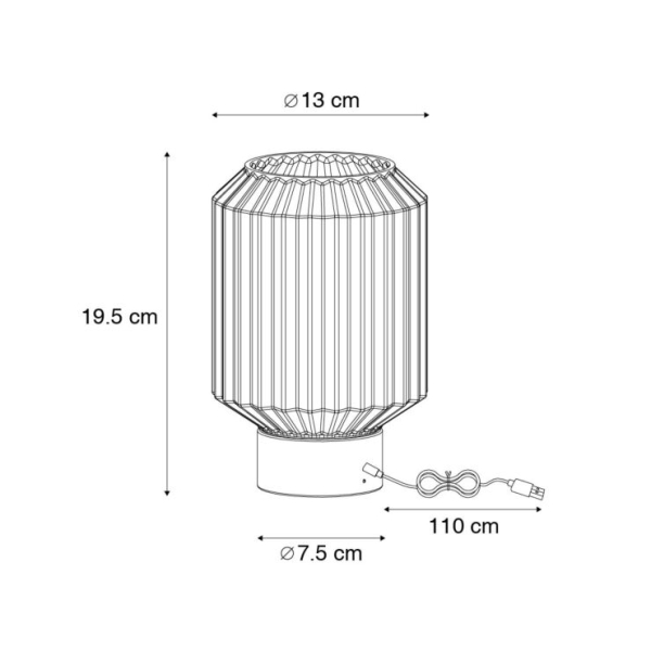 Moderne tafellamp zwart met amber glas oplaadbaar - Millie