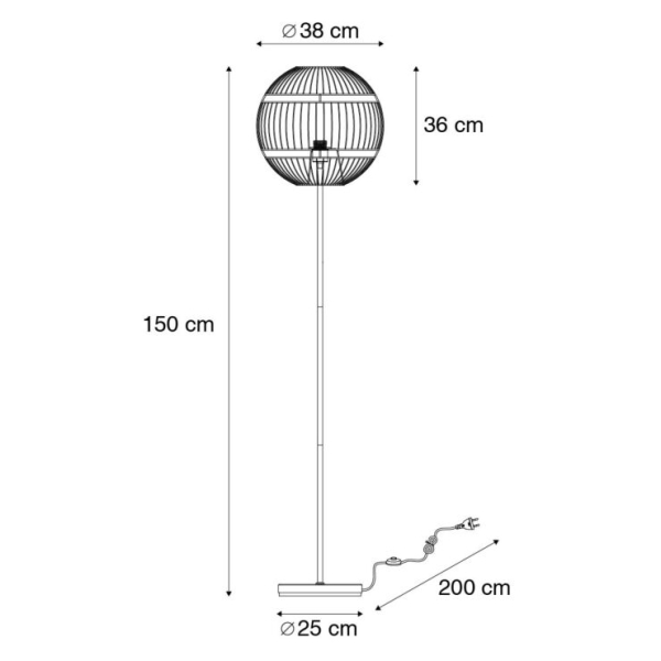 Moderne vloerlamp zwart - Sphaera