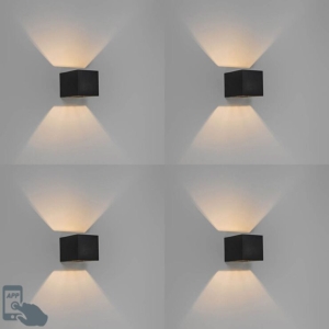 Set van 4 smart wandlampen zwart 8 cm incl. Wifi G9 - Transfer