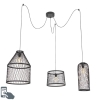 Smart buiten hanglamp zwart rotan 3-lichts incl. 3 Wifi G95 - Calamus