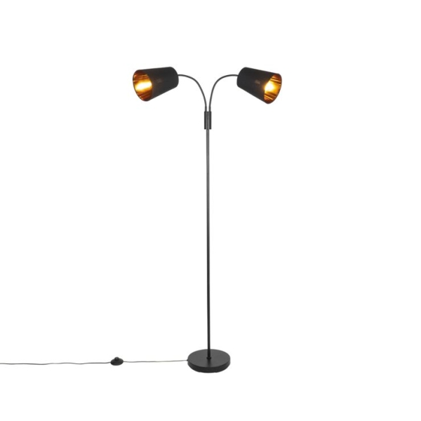 Smart vloerlamp zwart incl. 2 Wifi P45 - Carmen