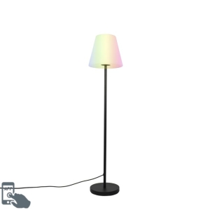 Smart vloerlamp zwart met witte kap 35 cm IP65 incl. LED - Virginia