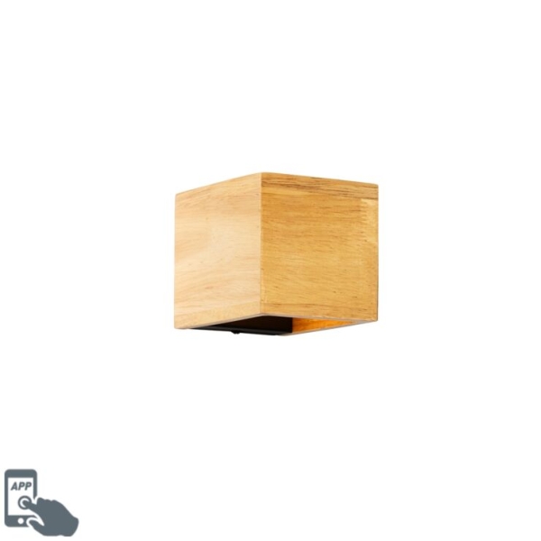 Smart wandlamp eiken hout 8 cm incl. LED - Transfer