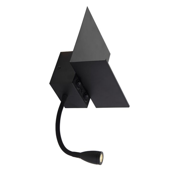Smart wandlamp zwart met usb en flexarm incl. Wifi g9 - flero
