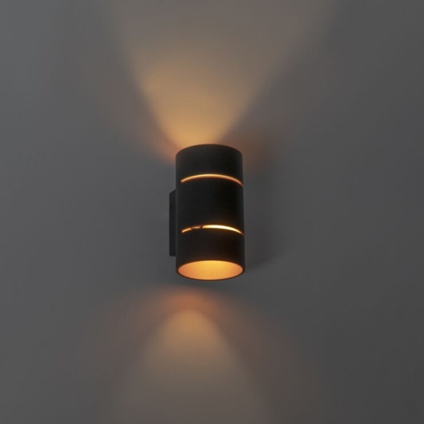 Smart wandlamp zwart met gouden binnenkant incl. Led ria 14