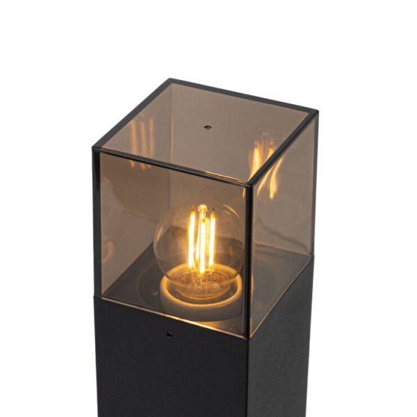 Staande buitenlamp zwart met smoke kap 30 cm - Denmark