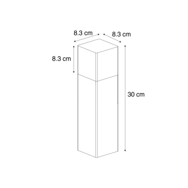 Staande buitenlamp zwart met smoke kap 30 cm - Denmark