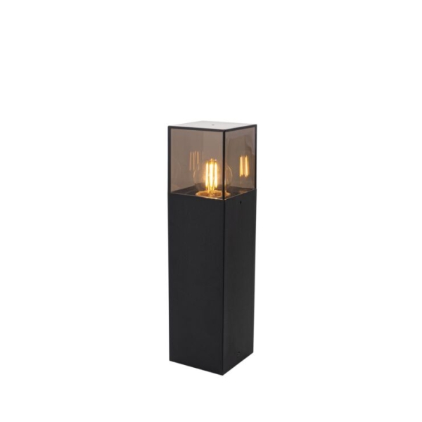 Staande buitenlamp zwart met smoke kap 30 cm - Denmark