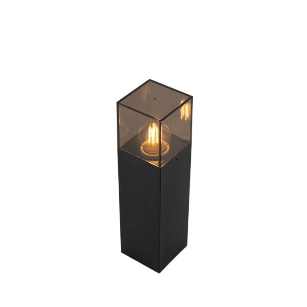 Staande buitenlamp zwart met smoke kap 30 cm - Denmark