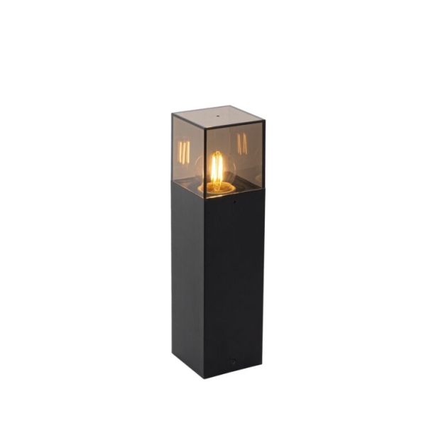 Staande buitenlamp zwart met smoke kap 30 cm - Denmark