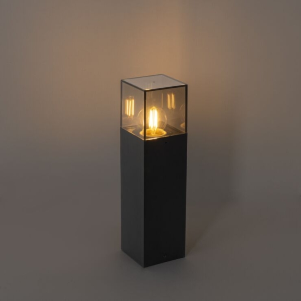 Staande buitenlamp zwart met smoke kap 30 cm - Denmark