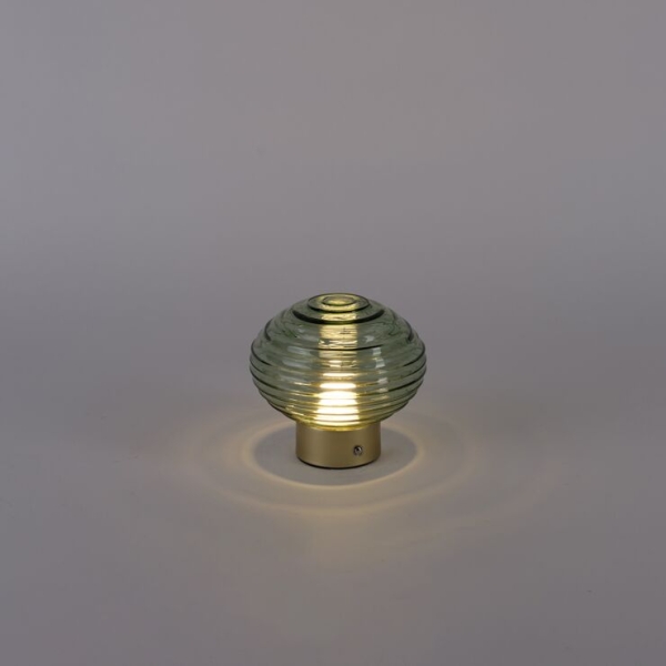 Tafellamp messing met groen glas oplaadbaar - lexie