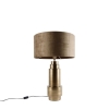 Art deco tafellamp brons velours kap bruin 50 cm - bruut