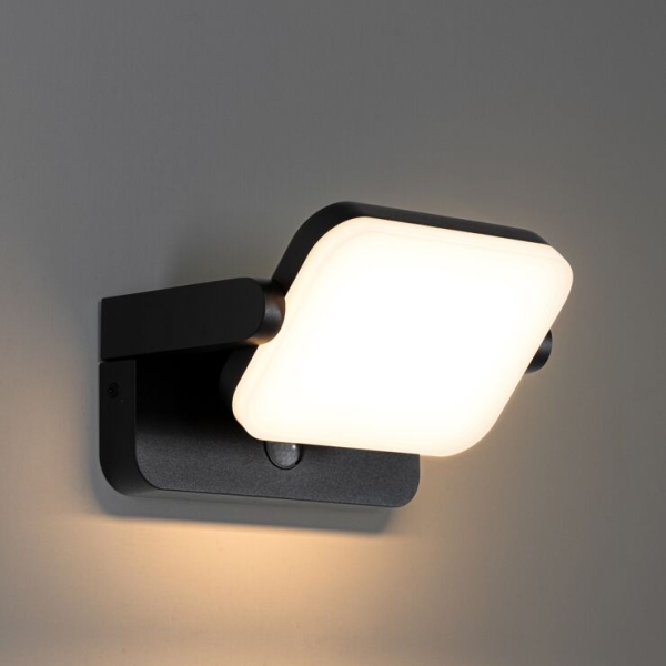 Buiten wandlamp zwart incl. LED verstelbaar met bewegingssensor - Kamile