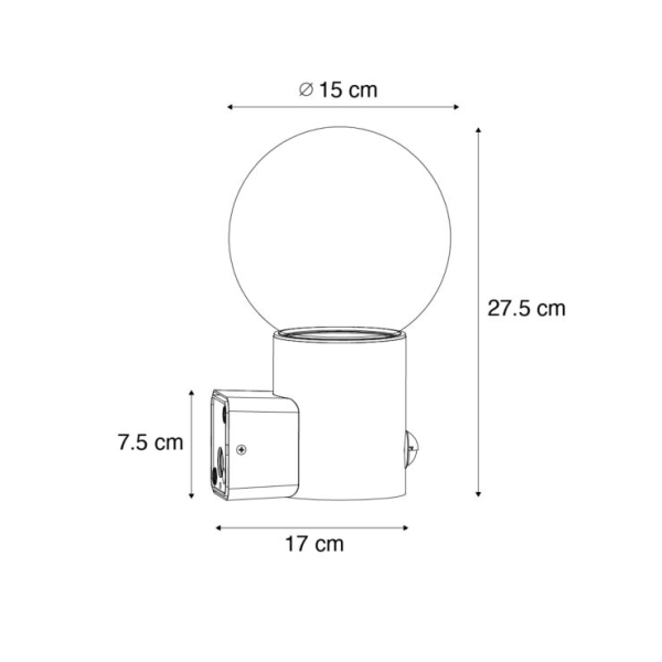 Buiten wandlamp zwart met opaal glas met bewegingssensor - Huma