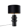 Design tafellamp zwart velours kap zwart met goud 35 cm - alisia