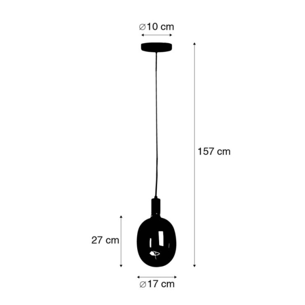 Industriële hanglamp zwart incl. Led g170 dimbaar - facil