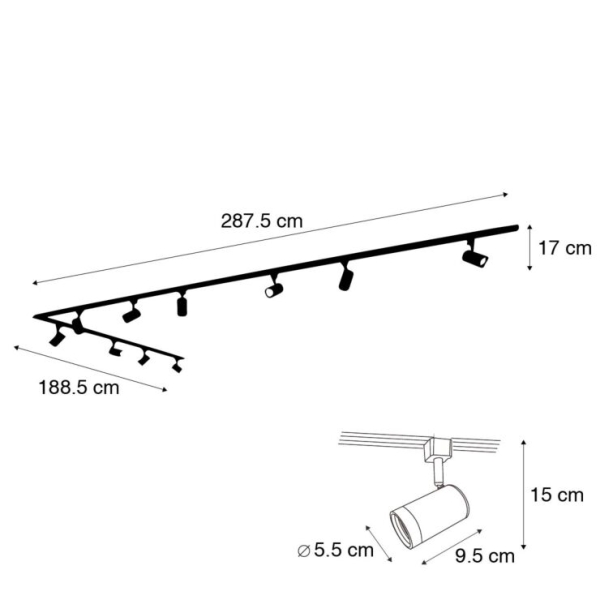 Modern railsysteem met 10 spots wit 1-fase - Iconic Jeana