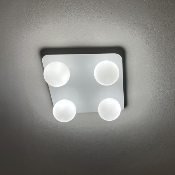 Moderne badkamer plafondlamp wit vierkant 4-lichts - cederic