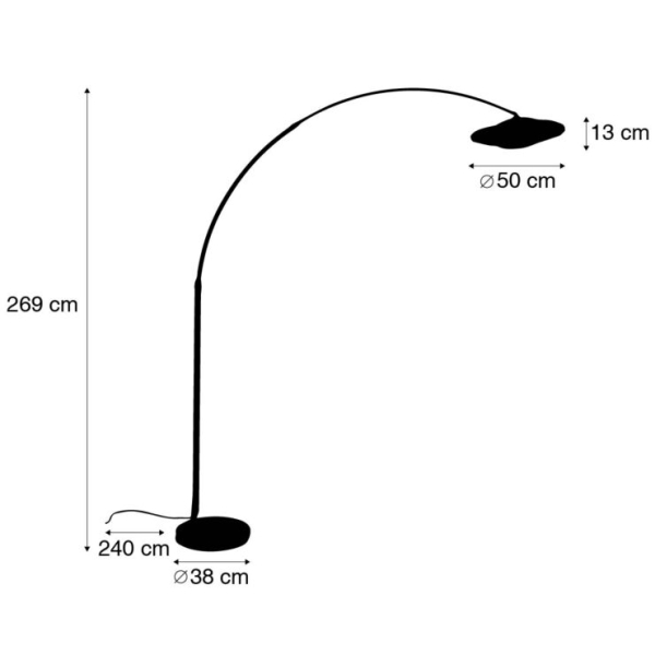 Moderne booglamp wit oosterse kap met bamboe 50 cm - XXL Rina