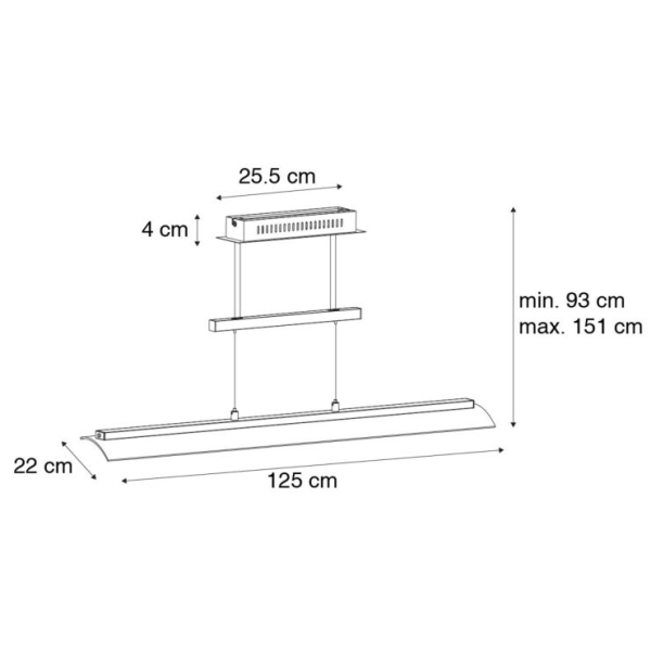 Moderne hanglamp zwart incl. LED 3-staps dimbaar - Boone