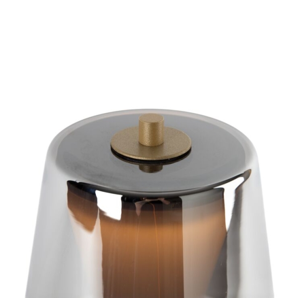 Moderne tafellamp goud met smoke glas incl. Led 3-staps dimbaar - jent