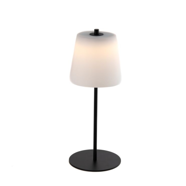 Moderne tafellamp mushroom zwart met opaal glas incl. LED - Jent