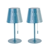 Set van 2 tafellampen blauw incl. LED 3-staps dimbaar oplaadbaar en solar - Ferre