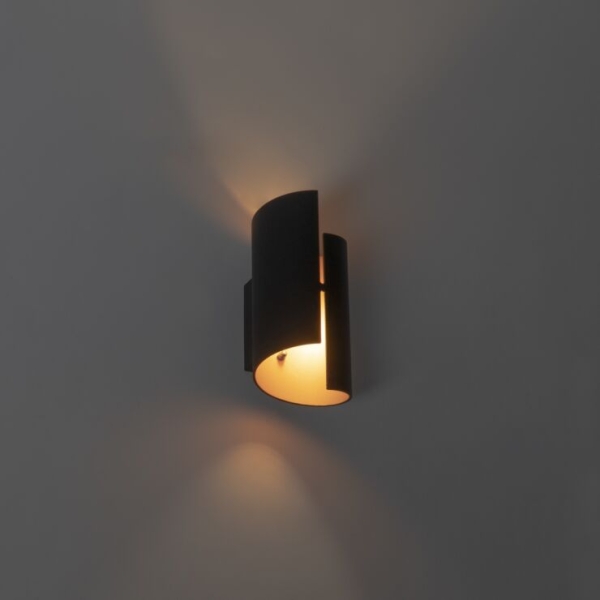 Smart wandlamp zwart met gouden binnenkant incl. Wifi g9 faldo 14