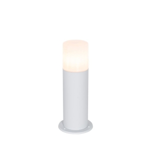 Staande buitenlamp wit met opaal witte kap 30 cm IP44 - Odense